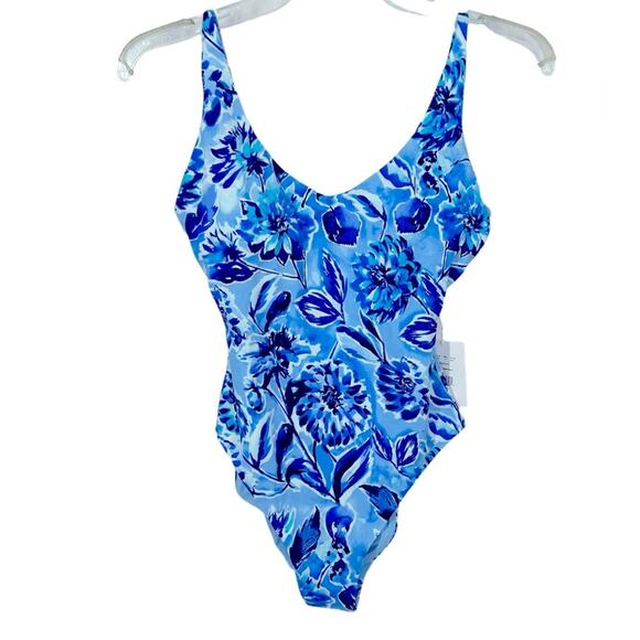 Andie Swim 'The Baia' One-Piece Swimsuit in Blue Floral - Size Small NWT - Picture 4 of 10